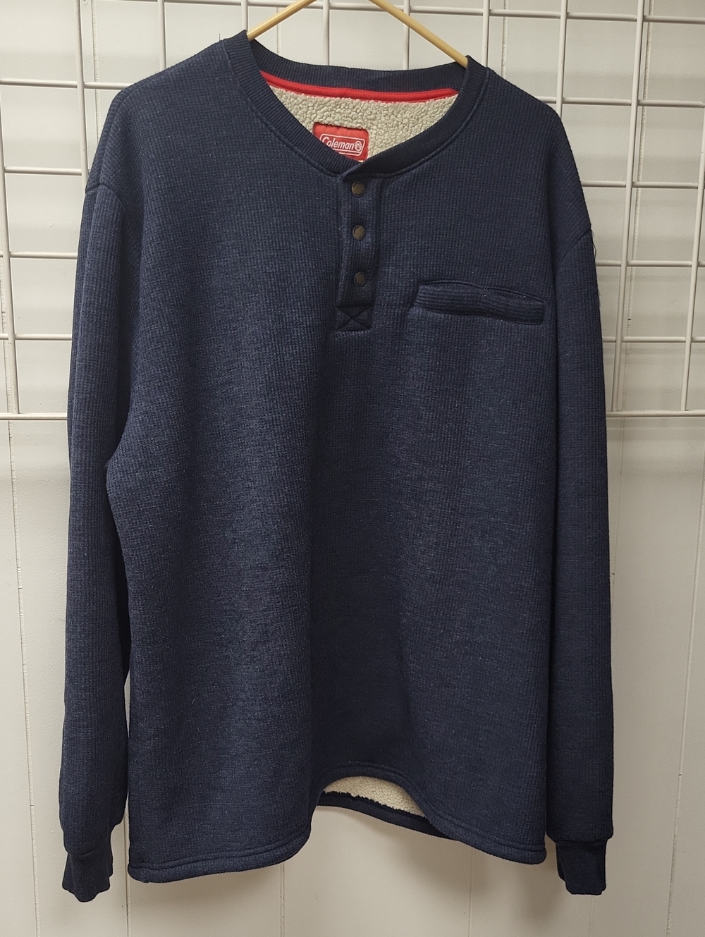 Coleman Men's Navy Crewneck Henley with Contrast Trim